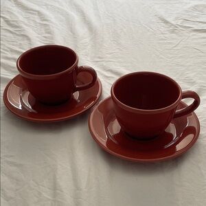 Classic Red Ceramic Mug and Saucer Set